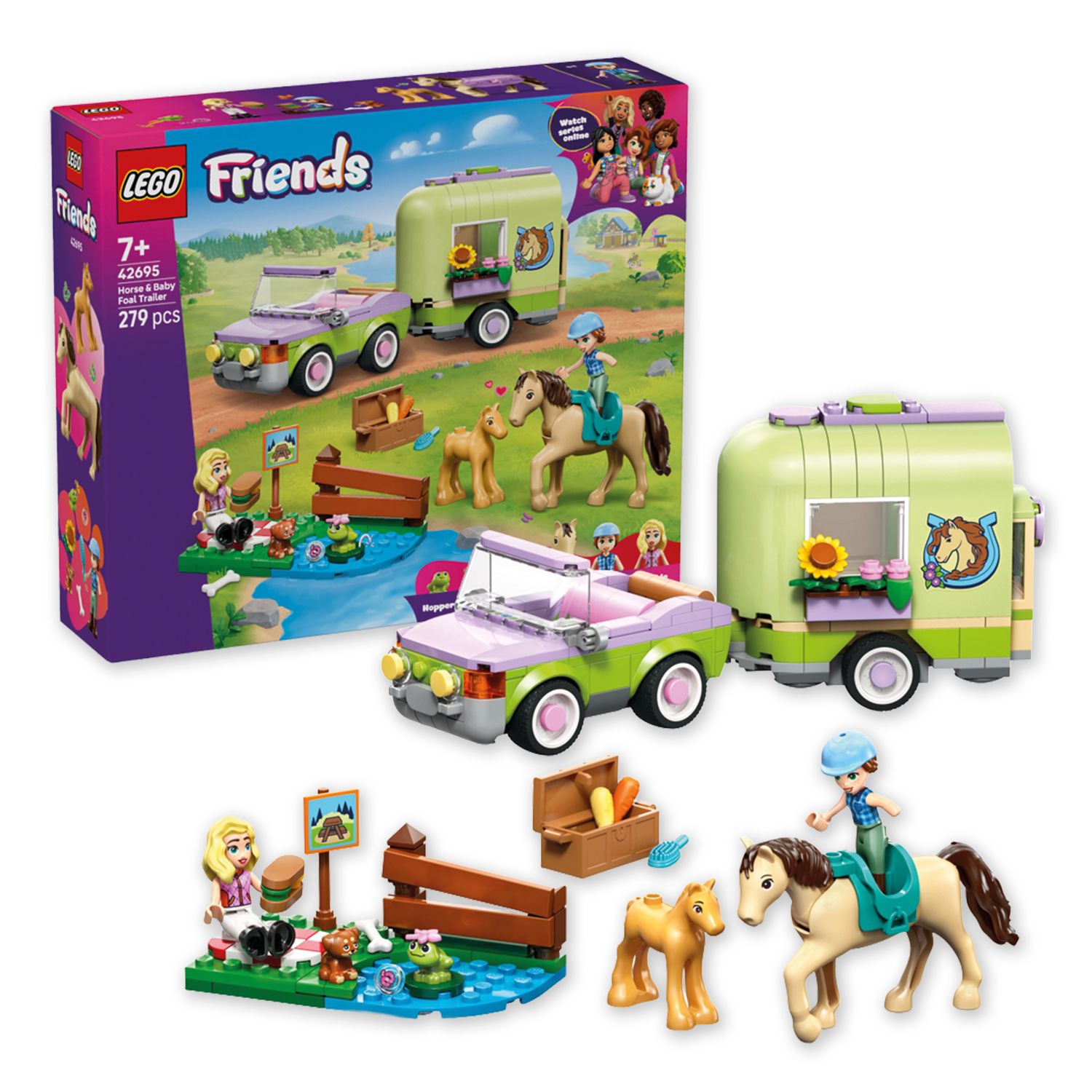 LEGO® friends 42695 Pferd und Fohlen mit Pferdeanhänger