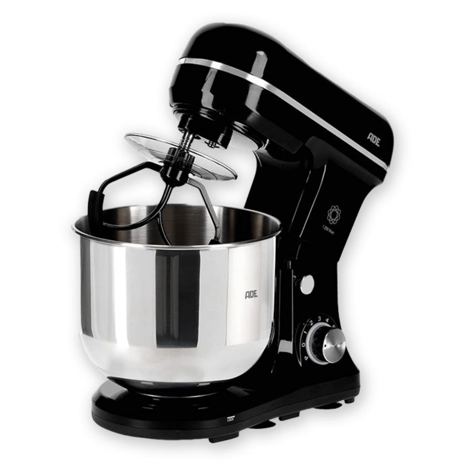 ADE Küchenmaschine schwarz, leistungsstarker 1200 W Motor, Planetenrührwerk
