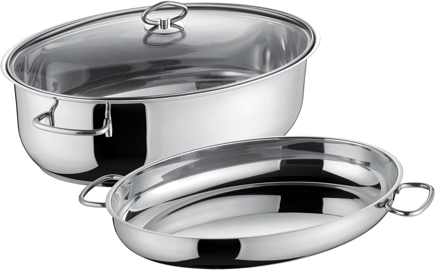 Berndes Ovaler Edelstahlbräter, 3in1 inkl. Glasdeckel